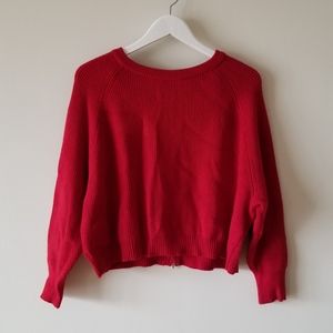 Zara Cropped Red Knit Sweater